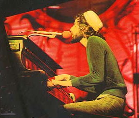 Cat singing at the piano